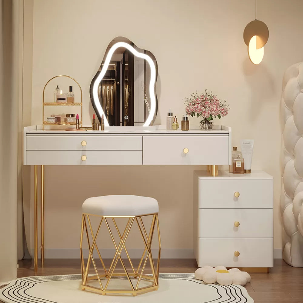 Scandinavian Bedroom Makeup Vanity Desk Wood Vanity Dressing Table with ...