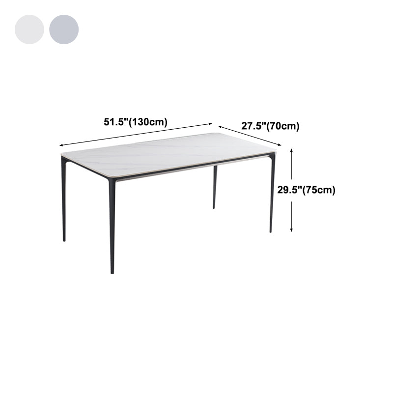 Metal Contemporary Rectangular Dining Table with 4 Legs Sintered Stone ...