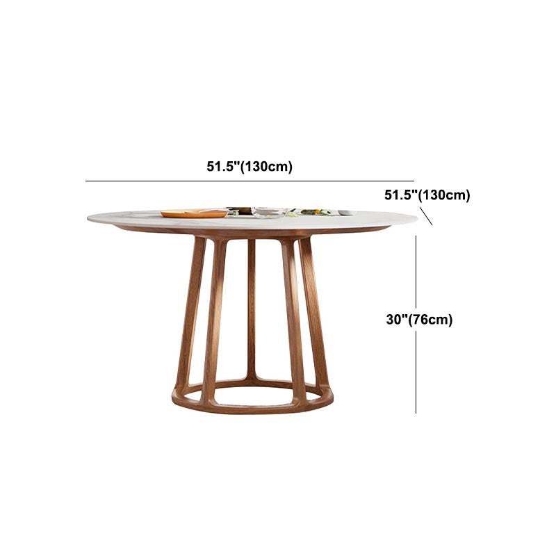 Solid Wood Pedestal Dining Table Modern Round Dining Table in White