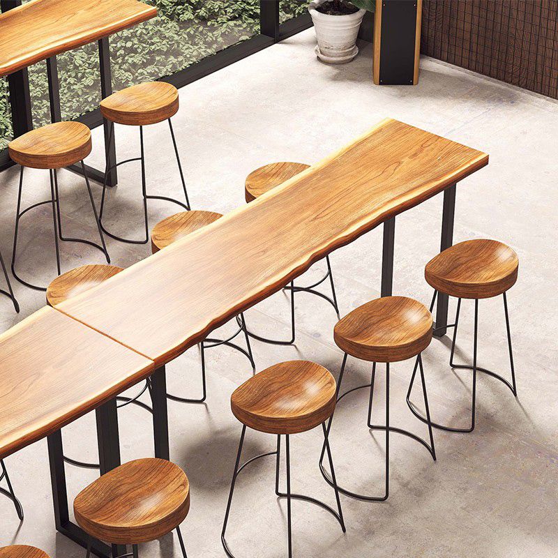 Industrial Rectangle Bar Height Table Solid Wood Top Bar Table for ...