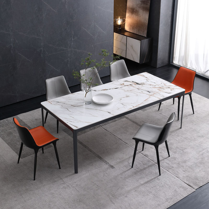 Metal Contemporary Rectangular Dining Table with 4 Legs Sintered Stone ...