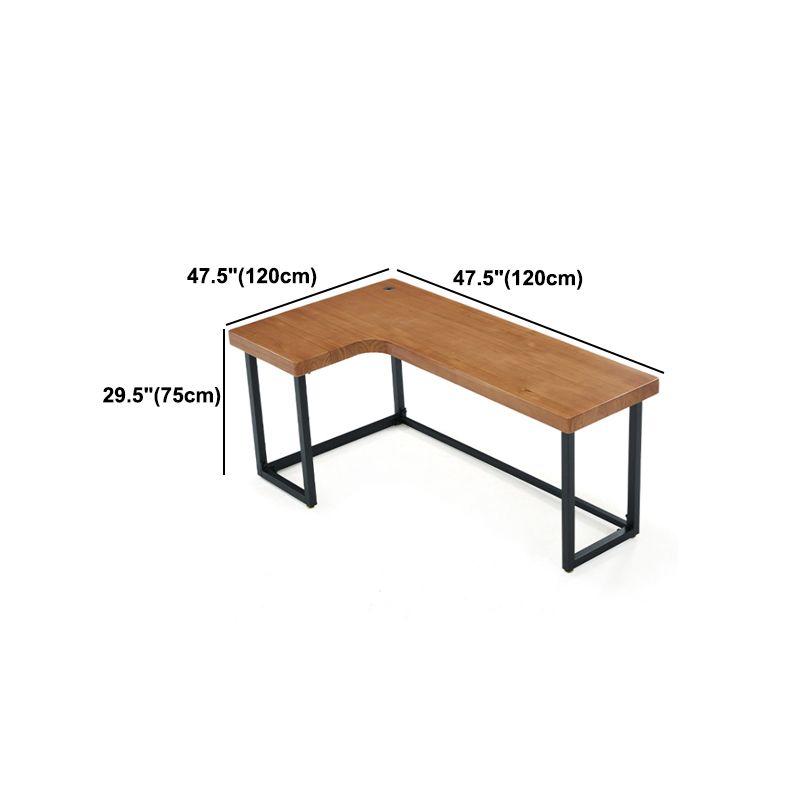 Working Table Solid Solid Wood Home Office Table Industrial L-Shape Working Table