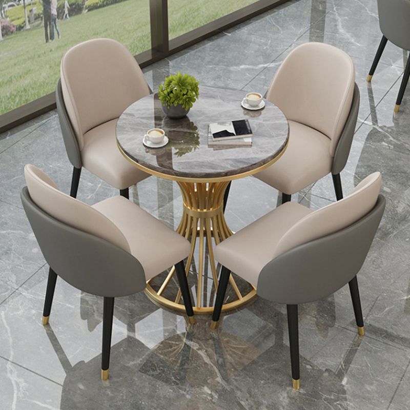 Sintered Stone Top Table with Pedestal Base Metal Traditional Luxury ...