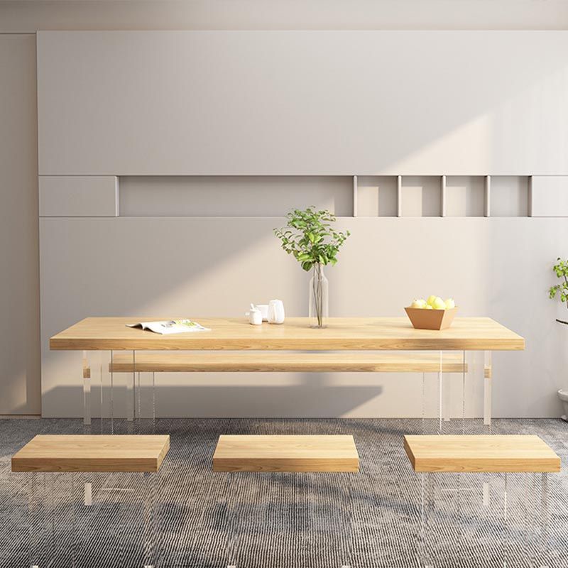 Minimalism Solid Wood Table for Restaurant Rectangle Table with Acrylic ...