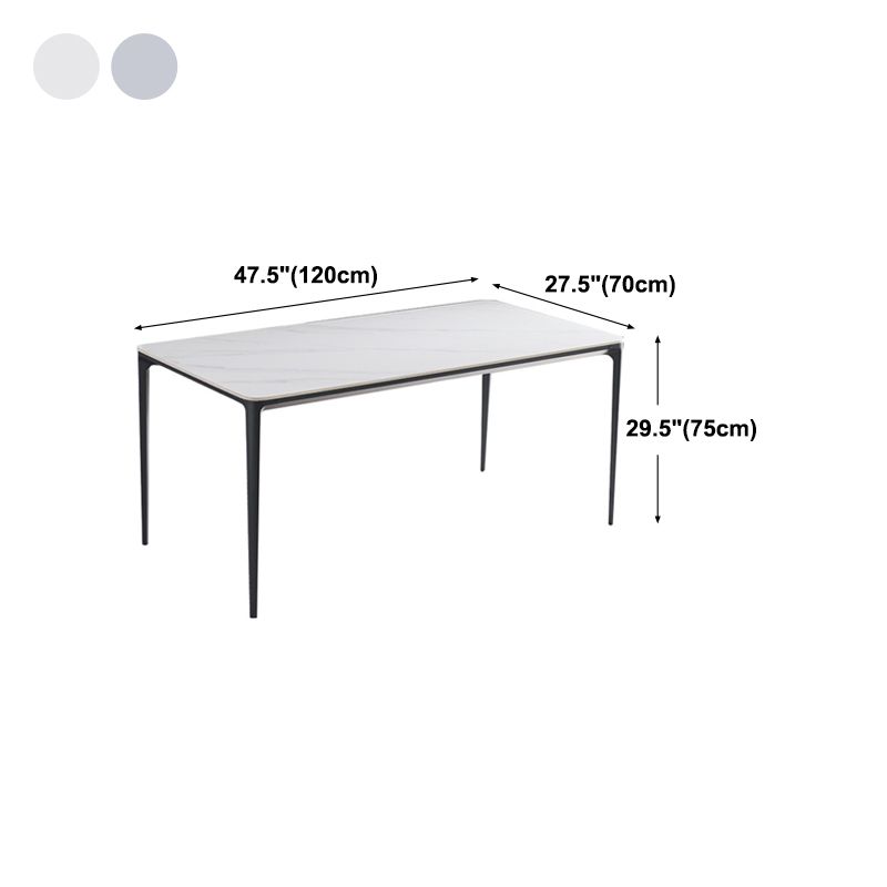 Metal Contemporary Rectangular Dining Table with 4 Legs Sintered Stone ...