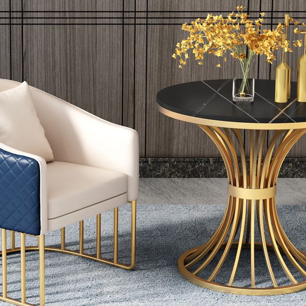Metal Traditional Luxury Round Table Sintered Stone Indoor Table with ...