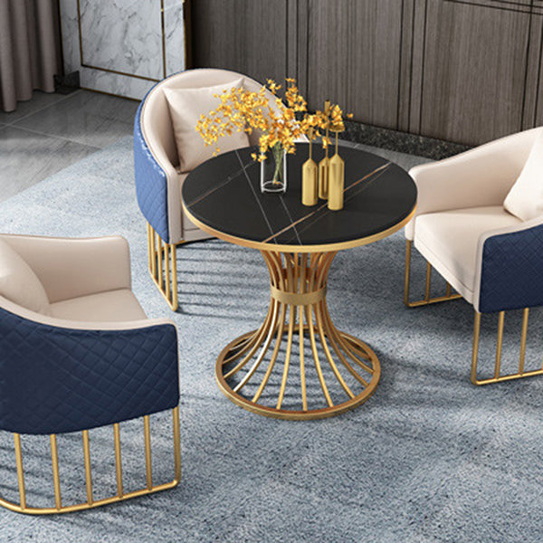 Metal Traditional Luxury Round Table Sintered Stone Indoor Table with ...