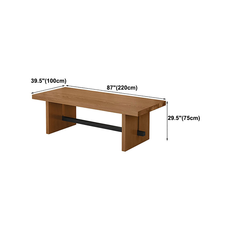 Rectangular Table Double Column Rectangle Double Pedestal Dining Table Industrial Natural Wood and ...