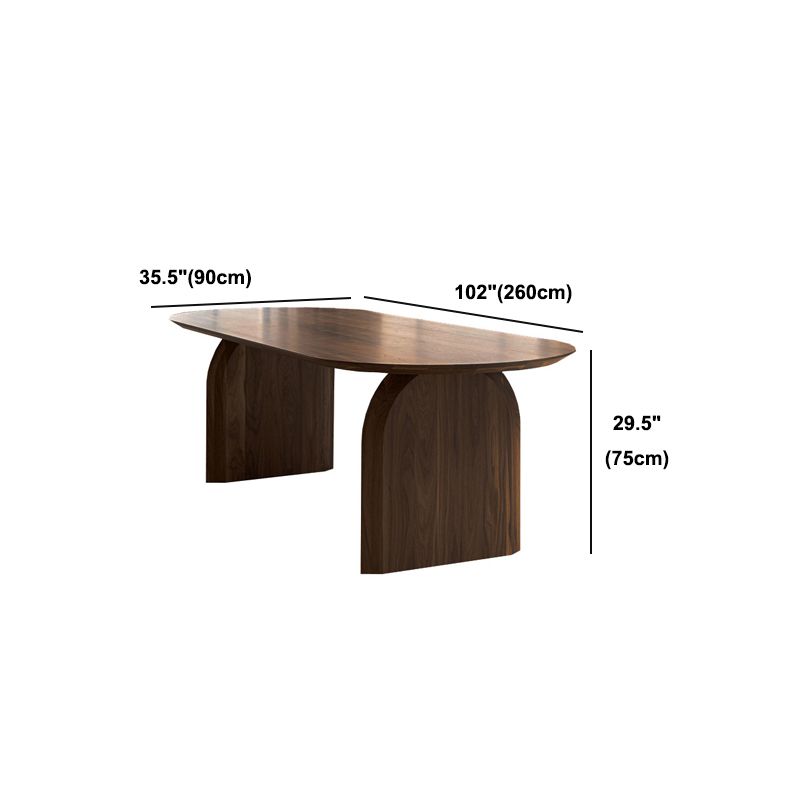 Pine Solid Wood Dining Table Modern Oval Dining Table with Double Pedestal