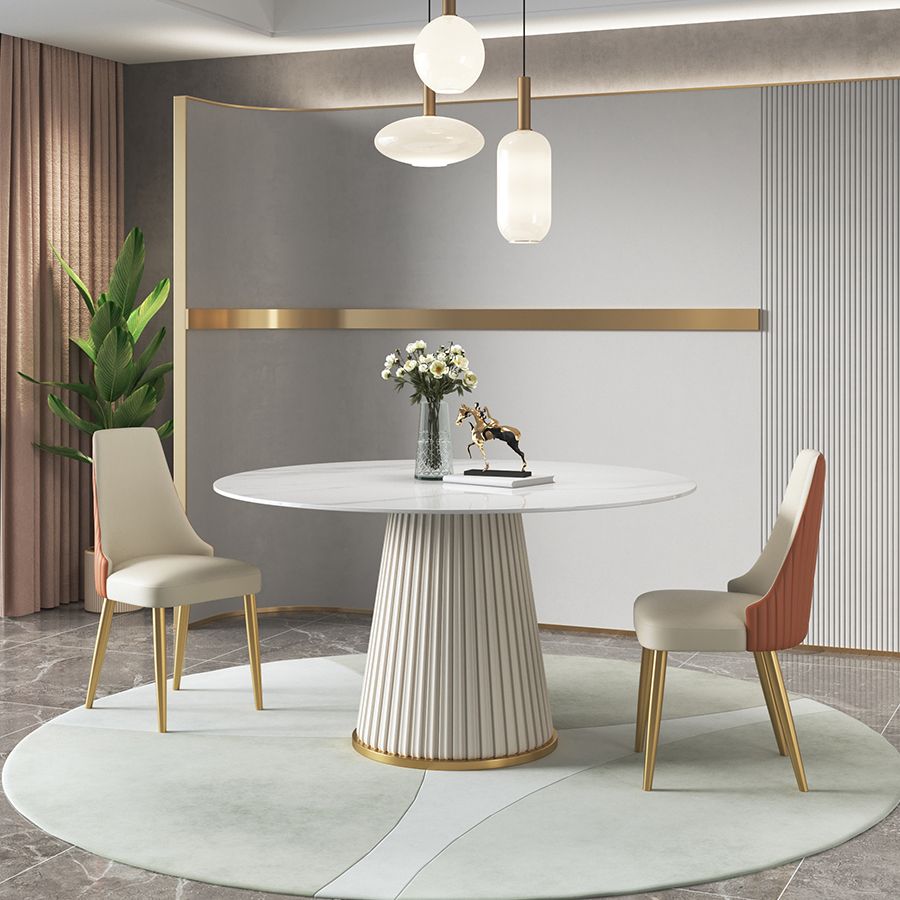 Sintered Stone Top Dining Table in White Luxury Kitchen Table with ...