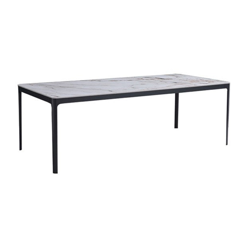 Metal Contemporary Rectangular Dining Table with 4 Legs Sintered Stone ...